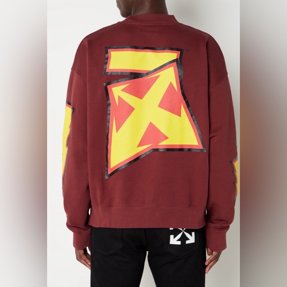 Off-White Thunder Cotton Sweater with front and back print size XS (unisex) - Picture 6 of 14